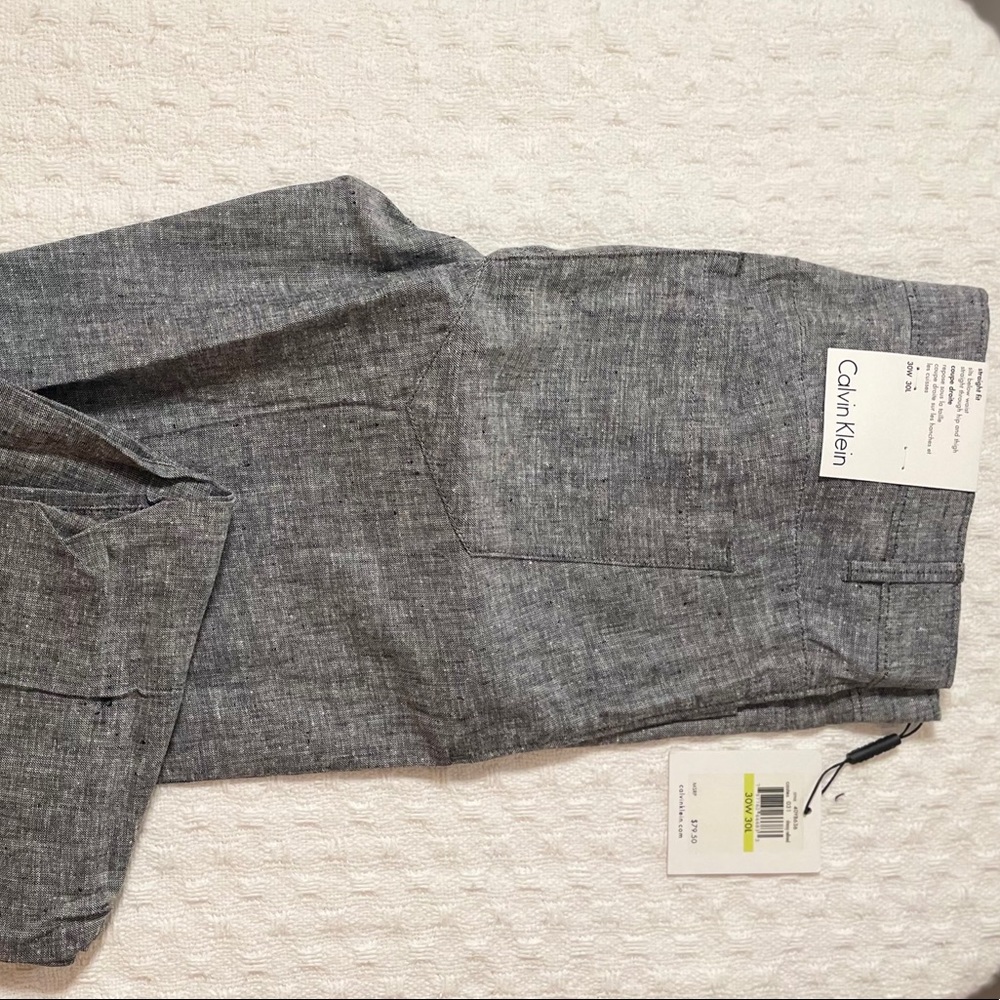 New Calvin Klein gray linen trousers